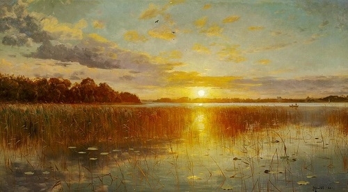 Peder Mork Monsted Tramonto su un fiordo danese 1901