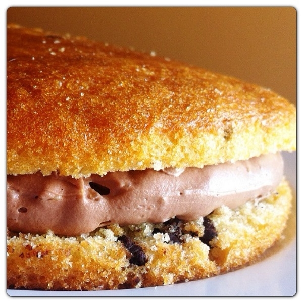 Torta con gocce di cioccolato e crema alla nutella e mascarpone